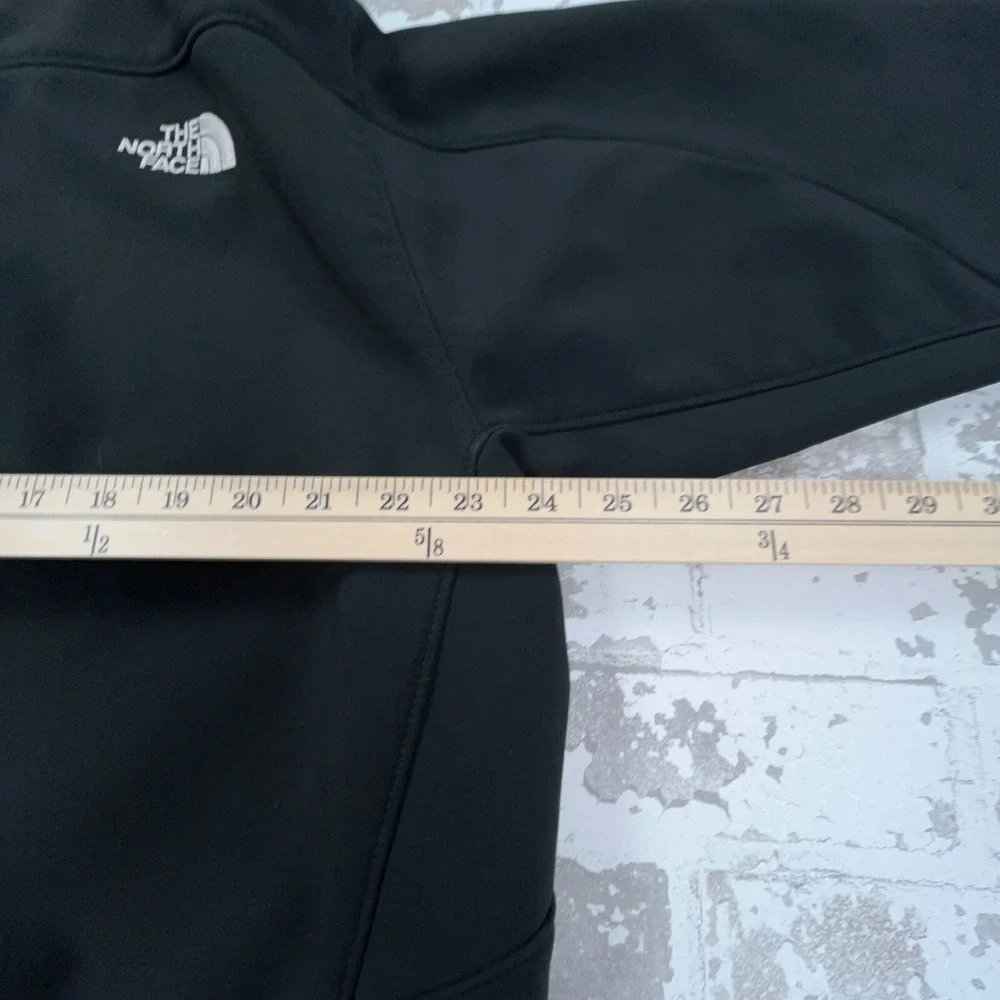 North Face Jacket Men XL Black White Soft Shell Wind‎ Coat Layer Fleece Lined  *